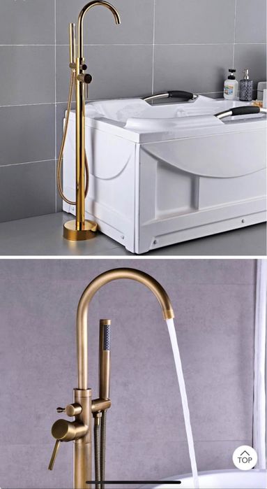 Bateria do wanny wolnostojącej szczotkowane zloto