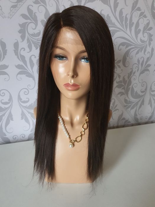 Peruka z włosów naturalnych ciemny brąz Agnieszka lace front