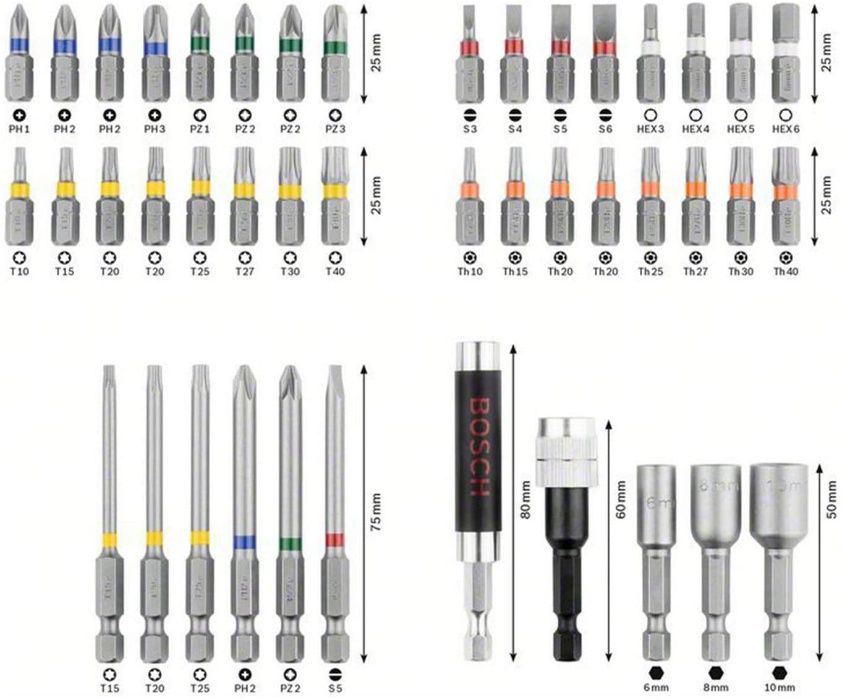 Caixa Ferramentas profissional BOSCH 43 acessórios /pontas /bits NOVA