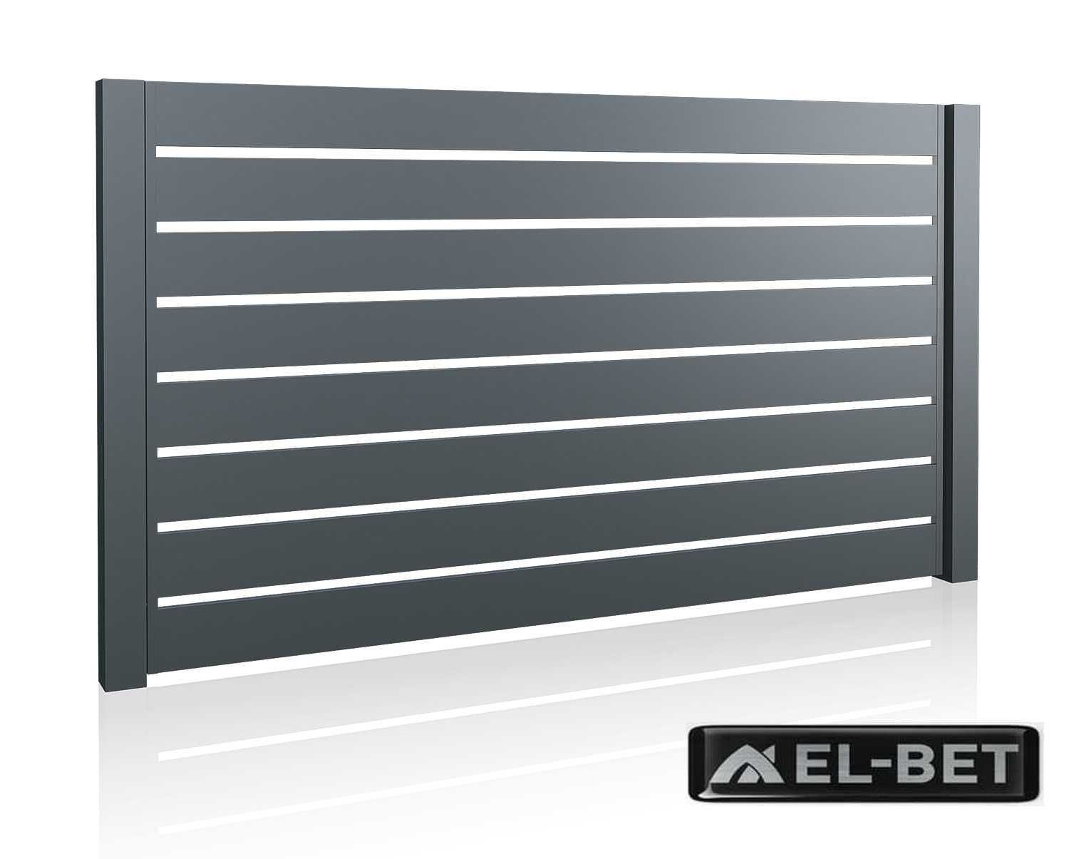 Brama przesuwna aluminiowa nowoczesna 4m - wypełnienie poziome 160x20
