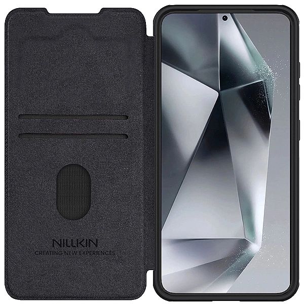 Etui Nillkin Qin Pro na Samsung Galaxy S25 z klapką i osłoną aparatu -