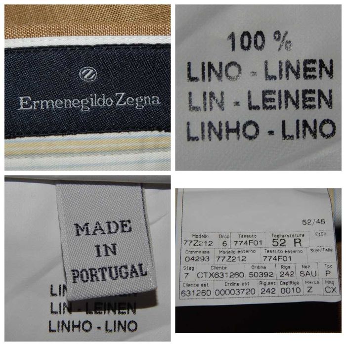 Льняные брюки классического кроя ERMENEGILDO ZEGNA. Size 52R IT.