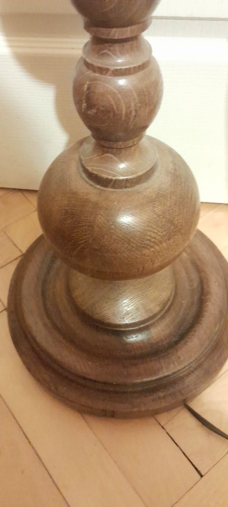 Stara dębowa lampa stojąca,podlogowa