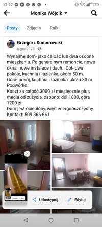 Wynajmę dom w czarnem