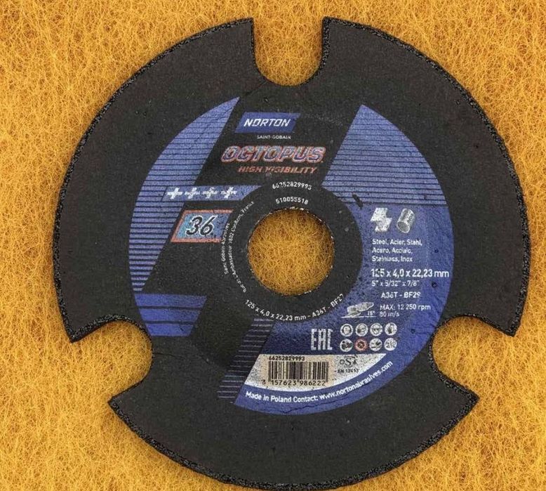 Круг,диск зачистний T29 125х4х22.2 Р36 Norton OCTOPUS