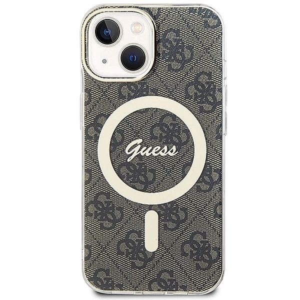 Etui Guess IML 4G MagSafe na iPhone 15 - brązowe
