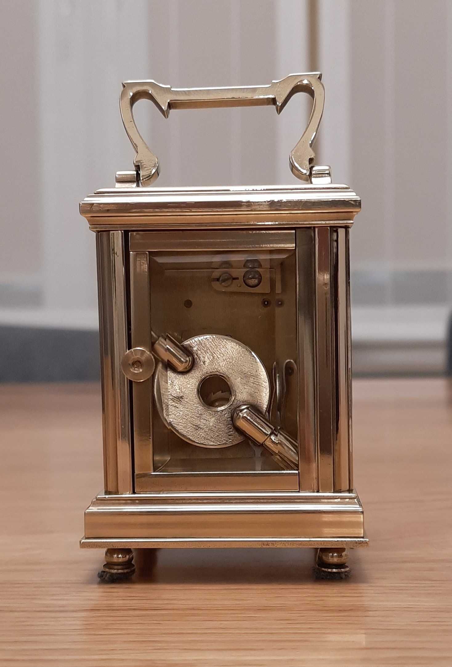 Antyczny francuski mini zegar podróżny (kareciak)