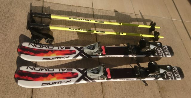 Salomon X-wing Fury JR 80, kijki Rossignol - narty dziecięce 80cm