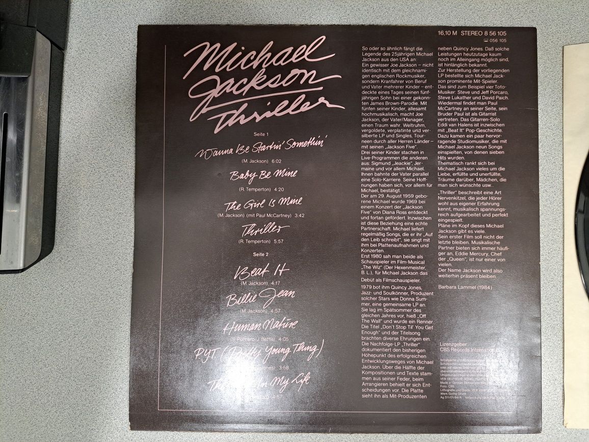 Płyta winylowa LP Michael Jackson - Thriller  NM-/EX++