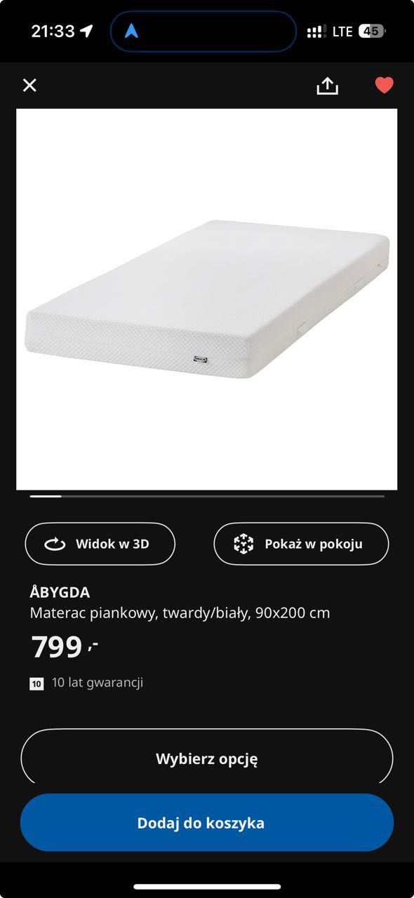 łóżko piętrowe Ikea svarta + 2 materace