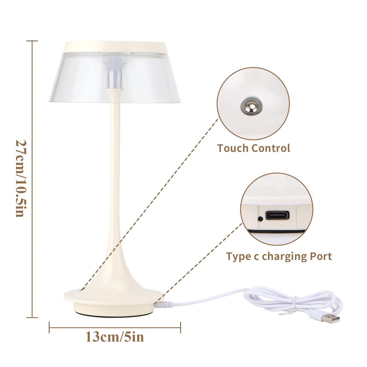 Lampa Nocna Aluminiowa 27 cm z szklanym Kloszem 1szt biała