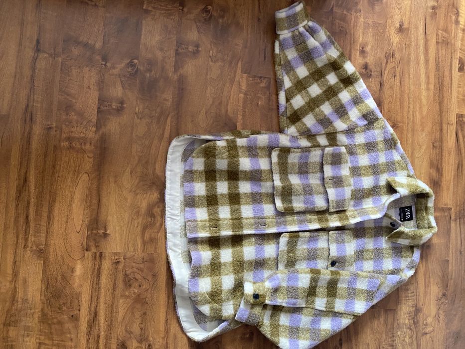 Katana koszula w kratę kurtka płaszczyk oversize Zara 36 S