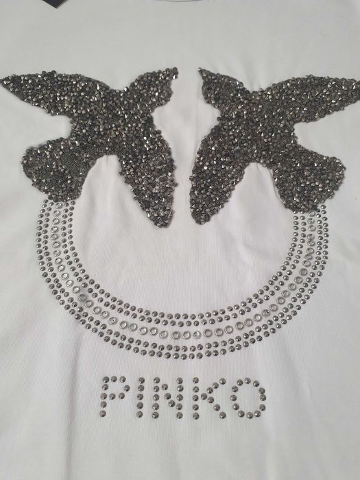 NOWA damska koszulka Pinko t-shirt jaskółki bluzka pp biała xxl 44