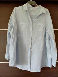 Błękitem koszula w białe paski prążki  50/22 5XL niebieska