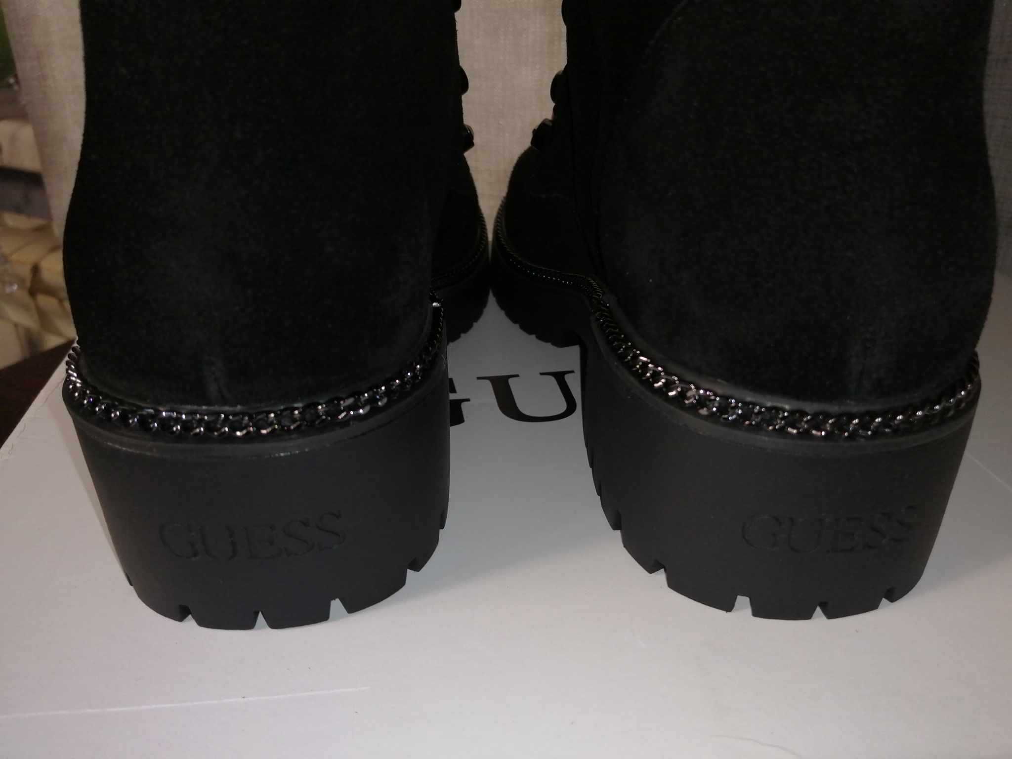 GUESS Icconn Botki Damskie Zamszowe 36 Oryginalne Buty Wysokie Czarne