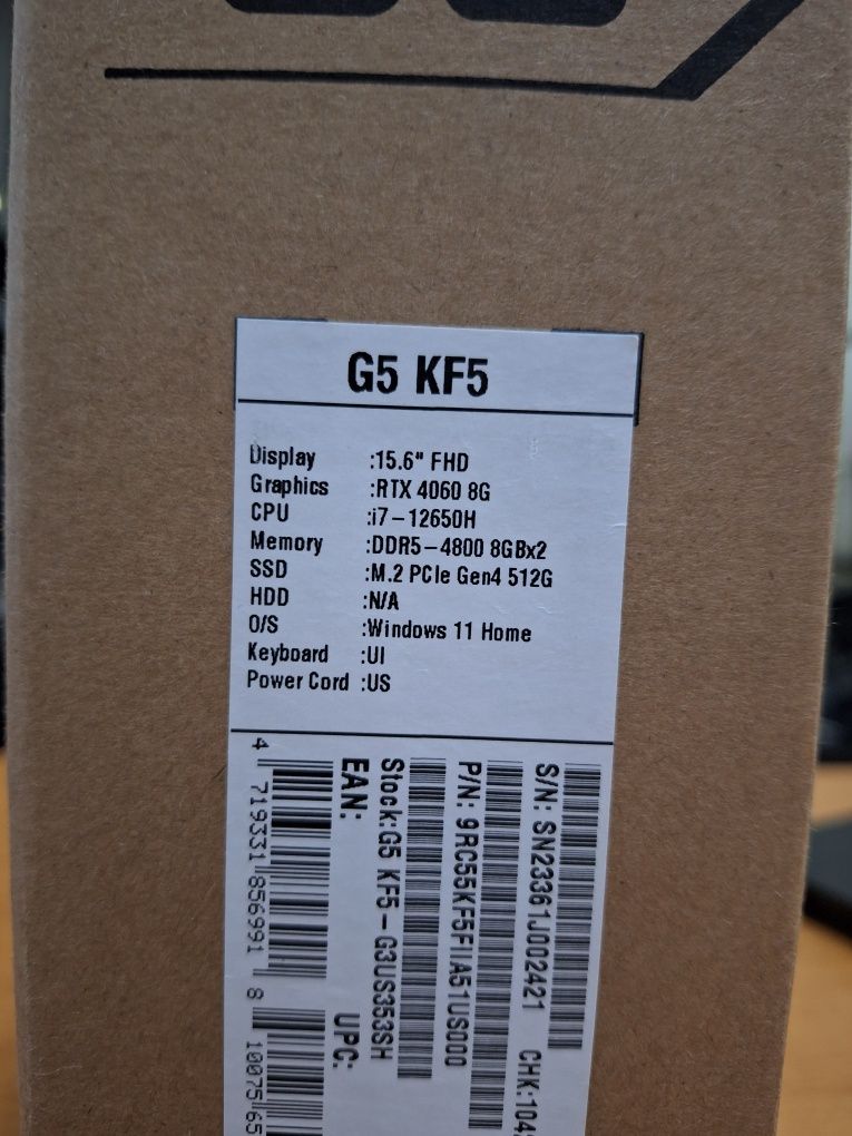 Gigabyte G5 KF5 i7-12650H RTX 4060 8Gb DDR5 16Gb SSD 512Gb