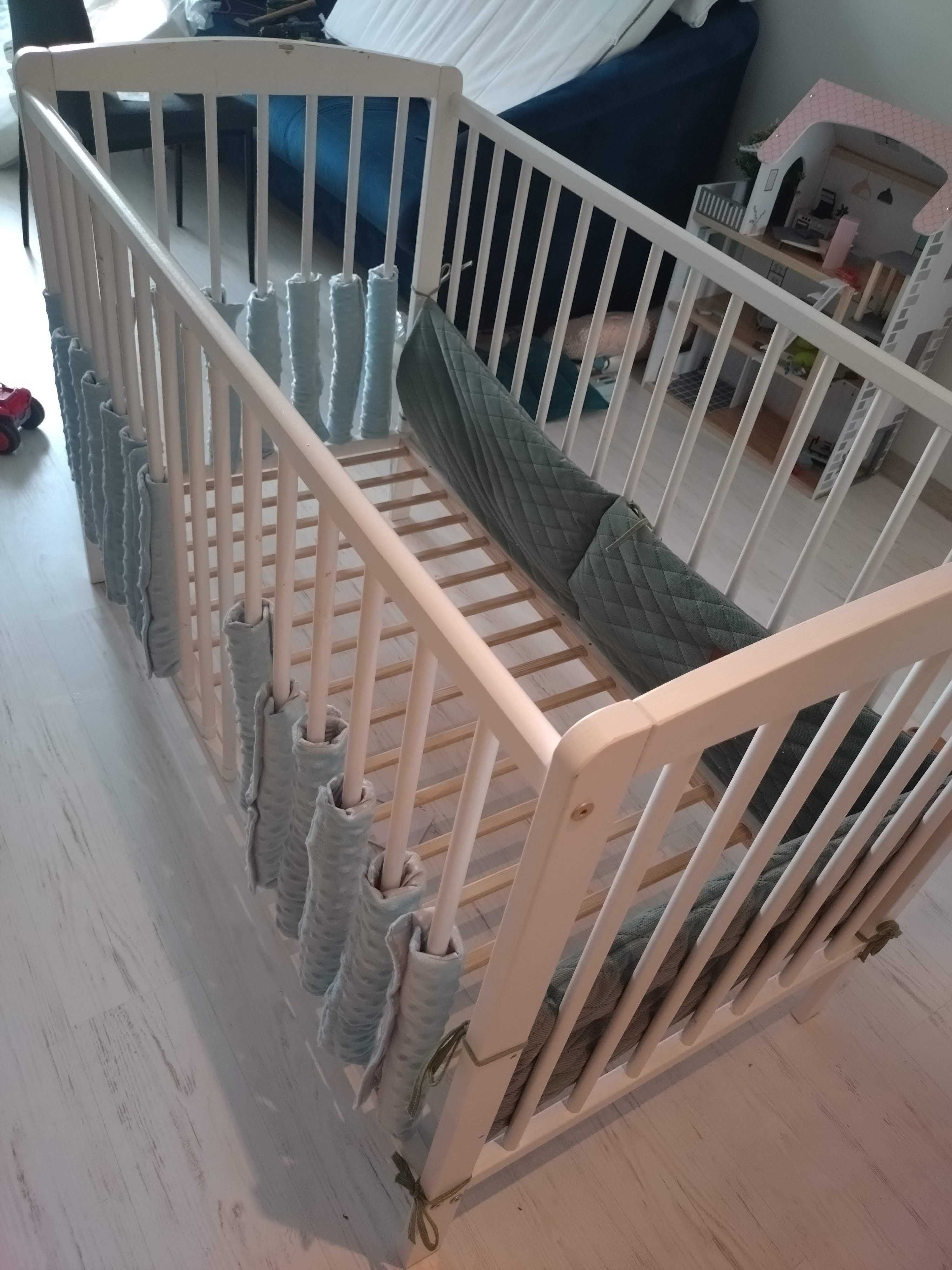 Łóżeczko dostawne 2w1 Andrzej 120x60(67) + MATERAC ikea + Ochraniacze