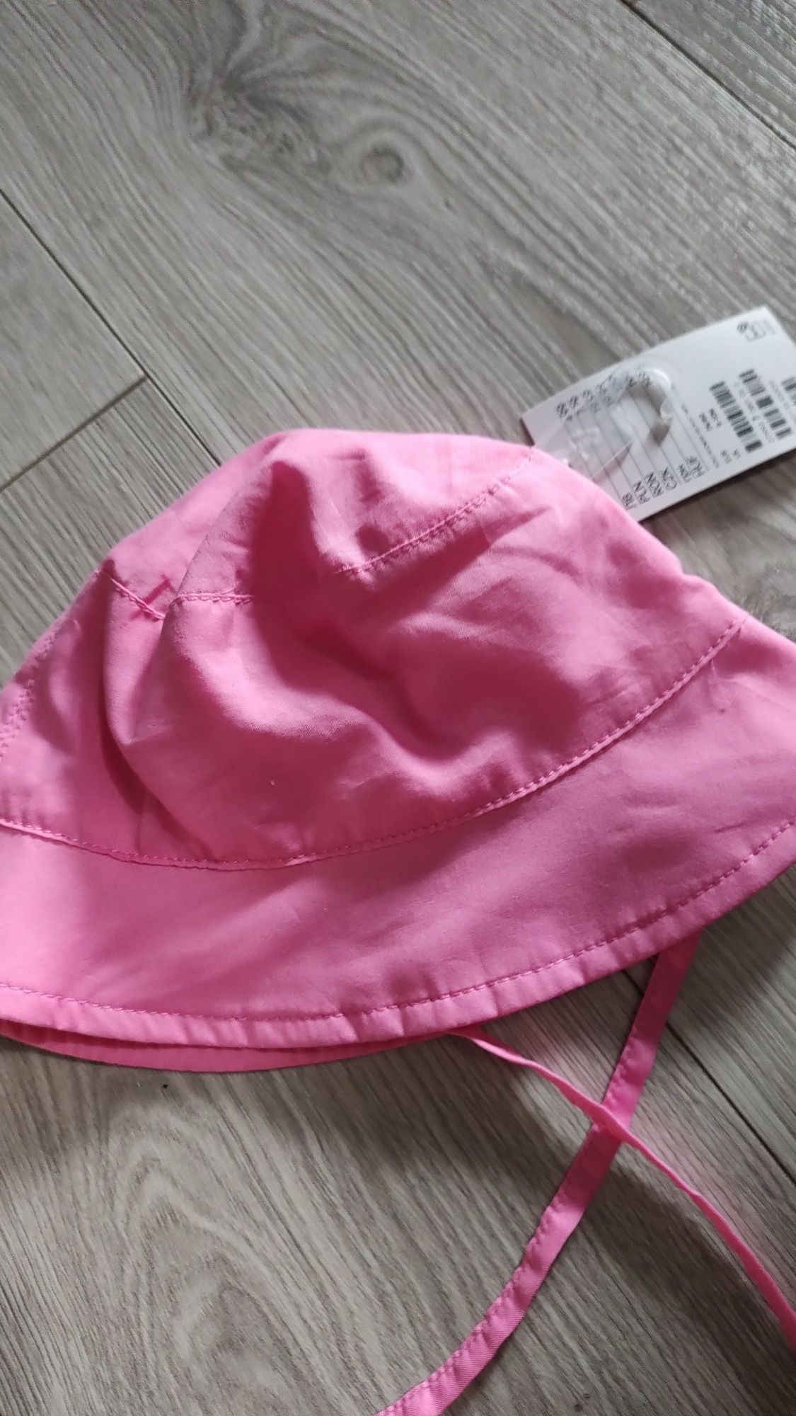 Nowy kapelusz czapka hm 62/68 różowy wiązanie