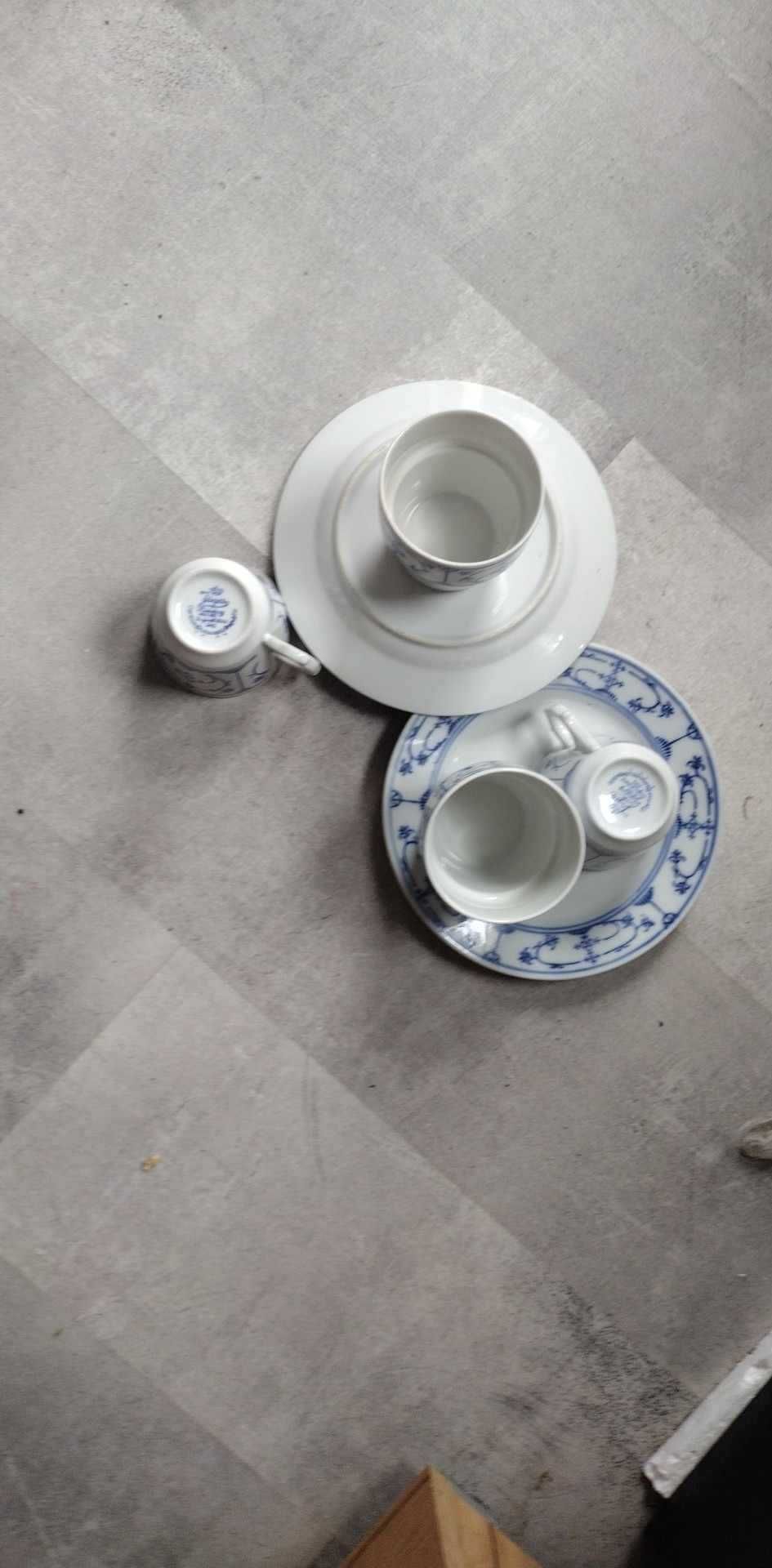 Stara porcelana wzór słomkowy filiżanki kubki blue saks chine prl gdr