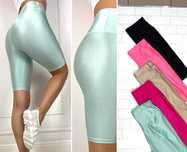 kolarki legginsy ciemny róż l/xl błyszczące
