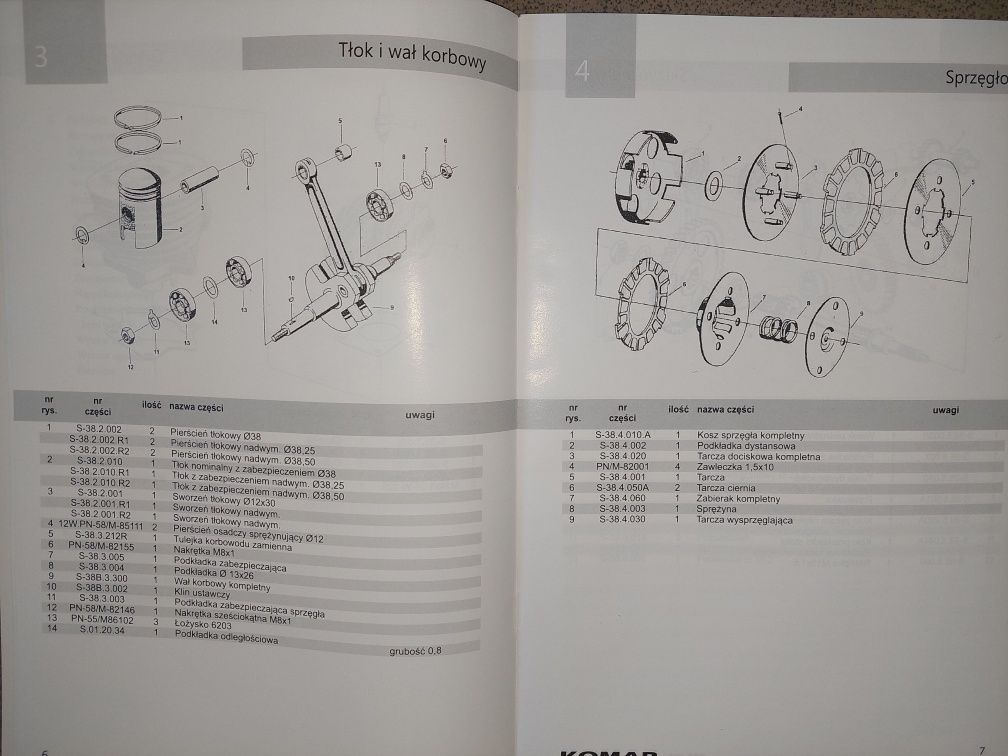 Nowy katalog czesci instrukcja rama silnik komar sztywniak Mr 232