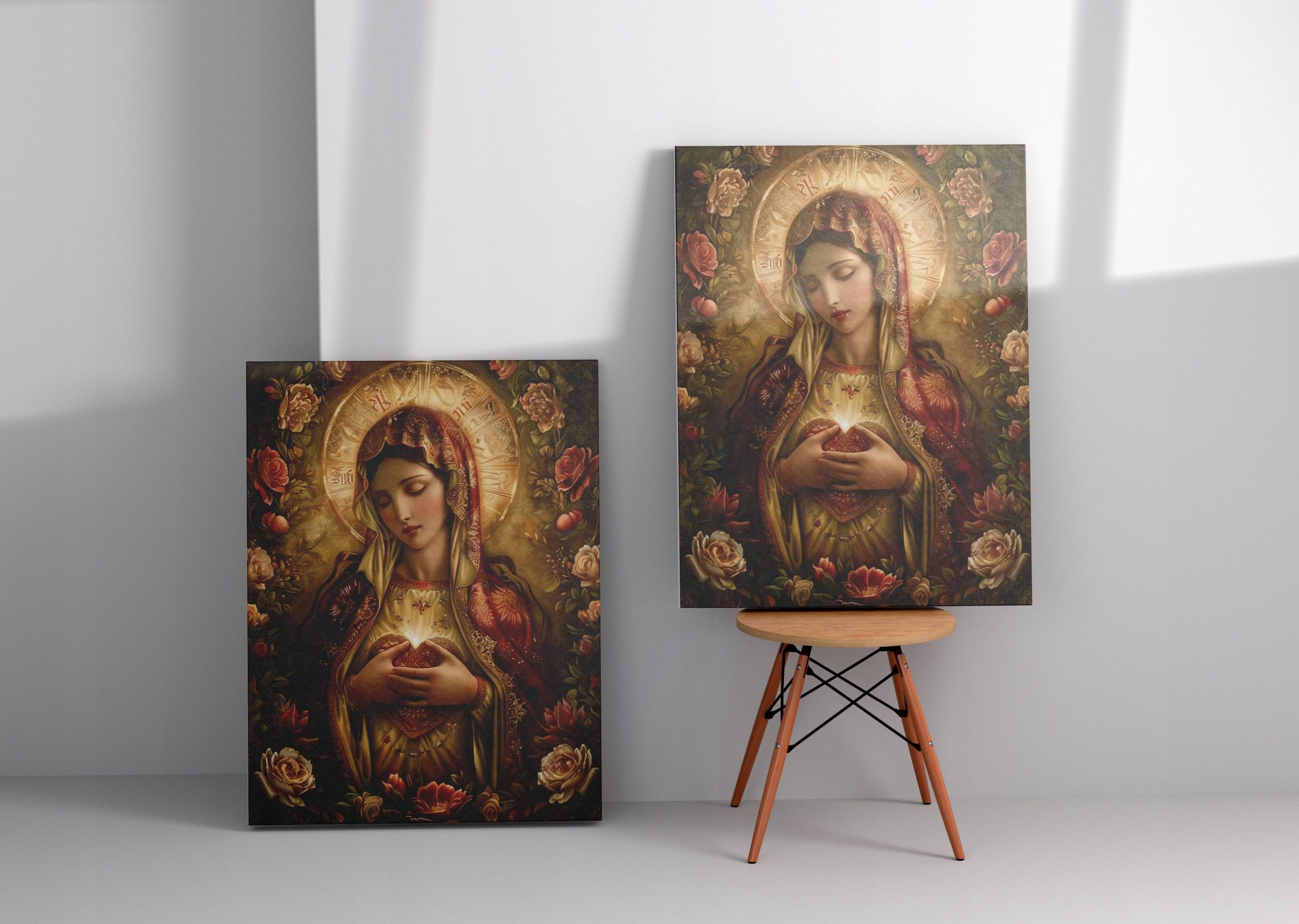 Obraz na płótnie "Serce Maryi" 60x80 cm - sztuka sakralna do wnętrz