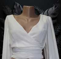 Блуза-кофта AKIRA з рукавами-гофре, шифонова, біла
