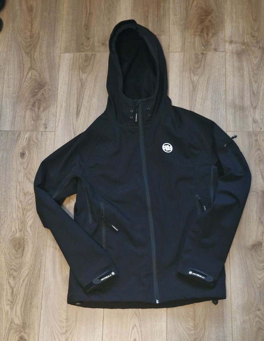 Kurtka softshell PITBULL West Coast – czarna, rozmiar S, z kapturem