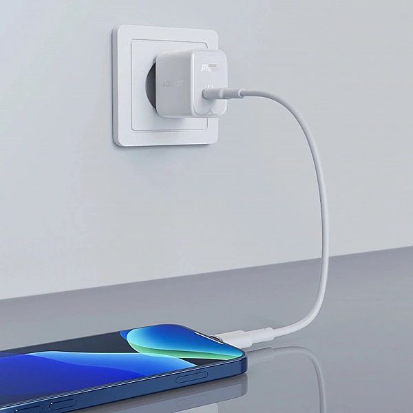 Acefast ładowarka sieciowa GaN USB Typ C 30W, PD, QC 3.0, AFC, FCP bia