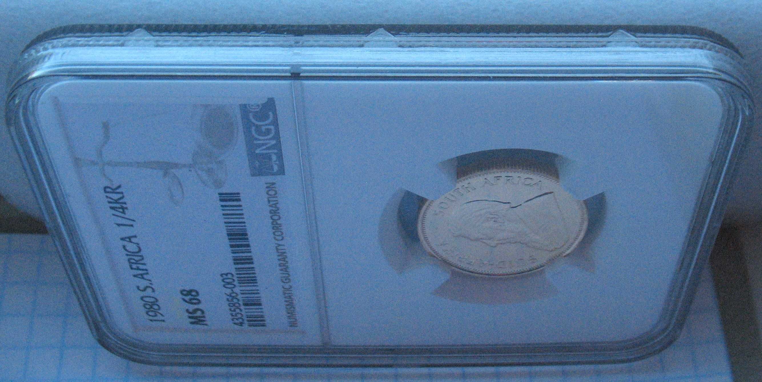 Золотая монета 1/4 крюгерранда, MS-68