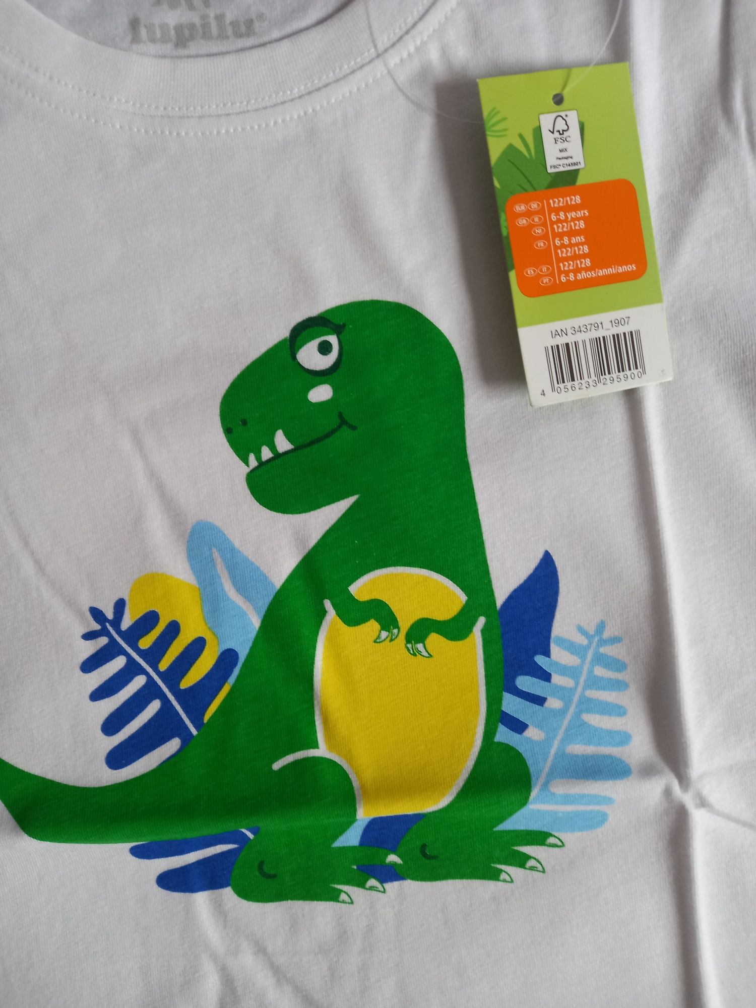 NOWA koszulka tshirt bluzka lupilu lidl 122 128 dinozaur lidlozaury