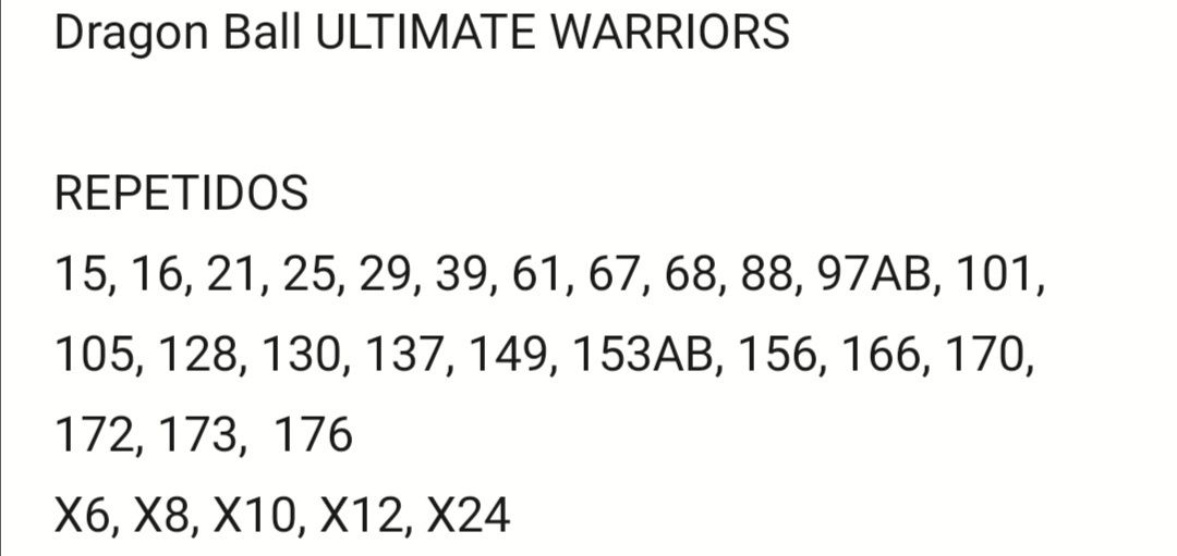 Cromos Dragon Ball Ultimate Warriors