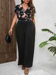 Kombinezon Elegancki Wizytowy W Kwiaty Czarny Casual Shein Xl 42