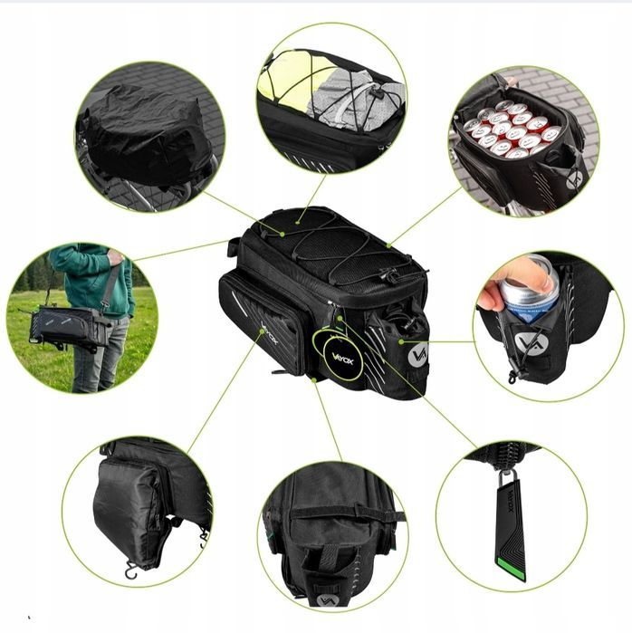 Nowa czarna wodoodporna sakwa torba na bagażnik