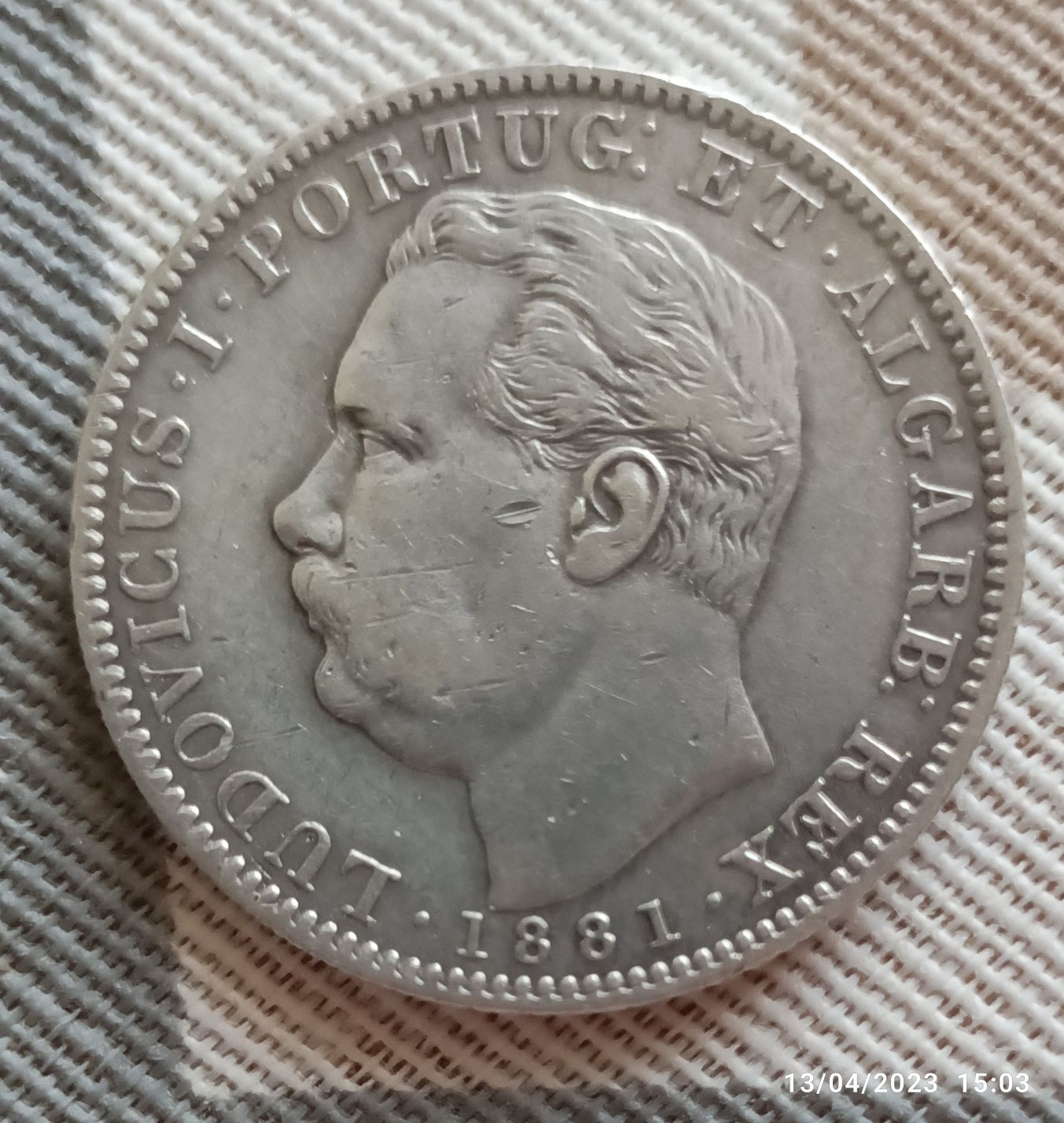 Moeda uma Rúpia 1881 em prata  Luís l