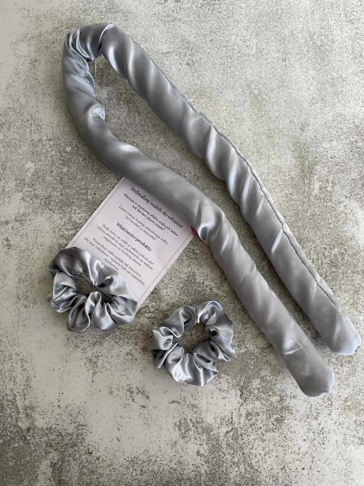 Jedwabny wałek do kręcenia włosów szary