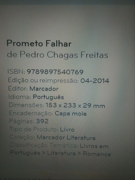 Livro: Pedro Chagas Freitas, Prometo Falhar