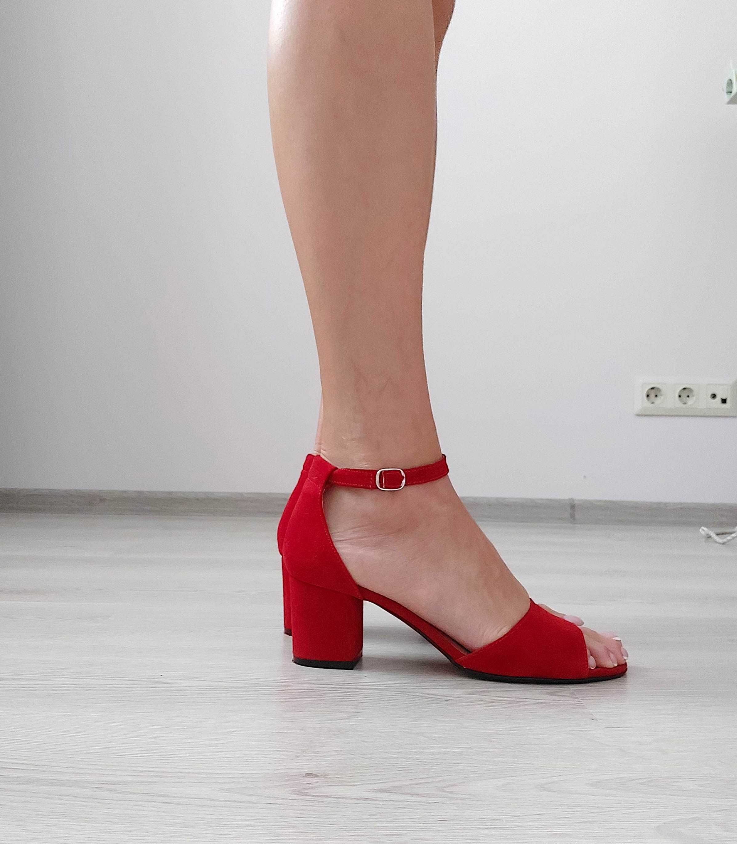 Червоні замшеві жіночі босоніжки Nivelle туфлі