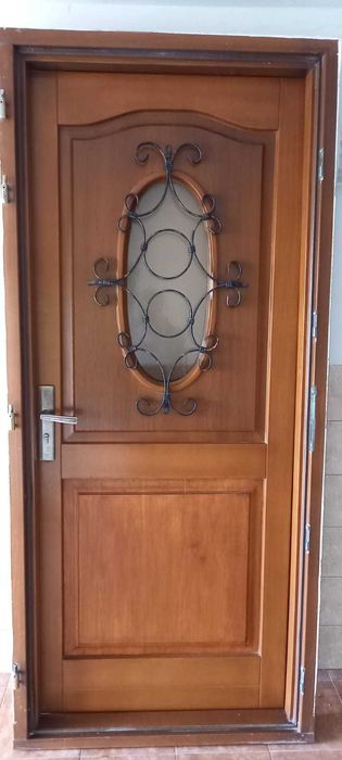 Drzwi wejściowe, dębowe z ościeżnicą