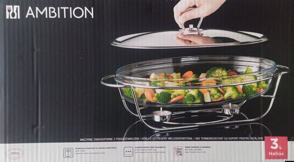 Naczynie żaroodporne z podgrzewaczem ambition