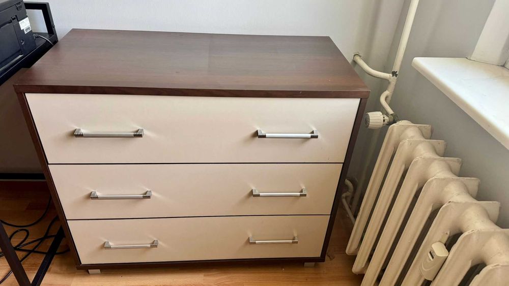 Komplet mebli Szafa Komoda Szafka brązowo szare