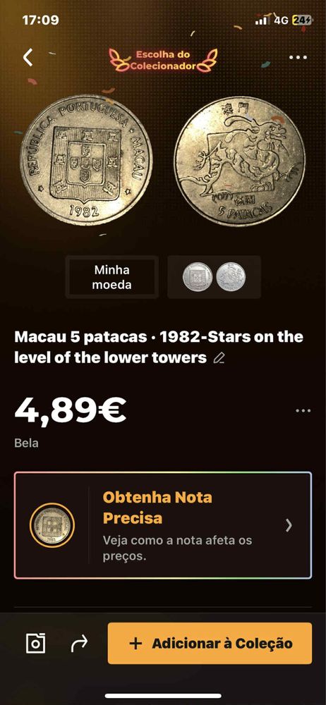 Moeda de 5 patacas de macau