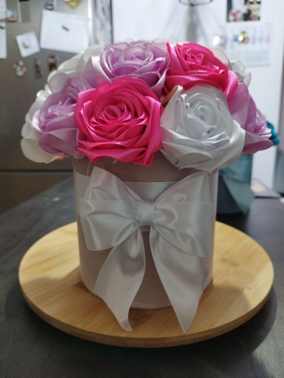 Flower Box - róże ze wstążki