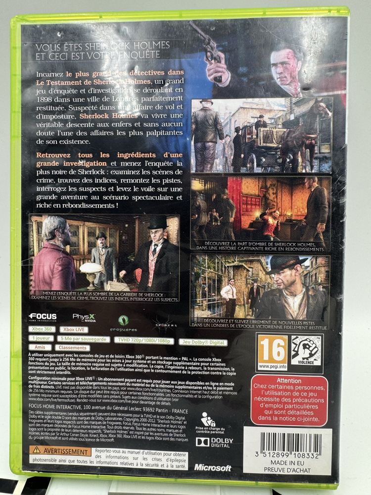 Le Testament Sherlock Holmes Xbox 360 Gwarancja
