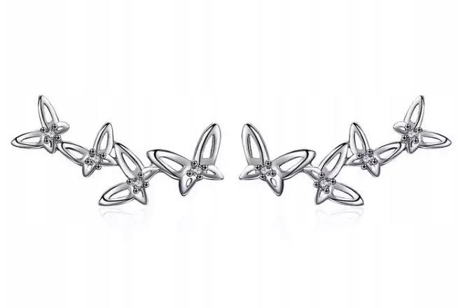 kolczyki srebro s925 srebrne origami motyle skrzydła motyl cyrkonie