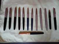 Caneta Parker 51 e várias canetas Parker 21 e 45 e uma Parker 17