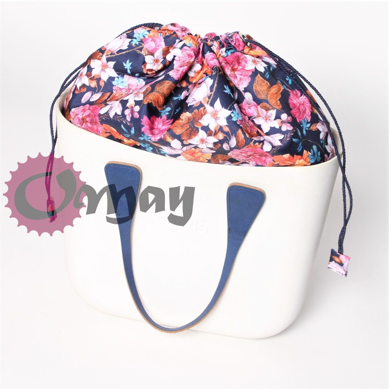 organizer OBAG MINI worek kwiaty granat 2 kieszenie komin OMAY