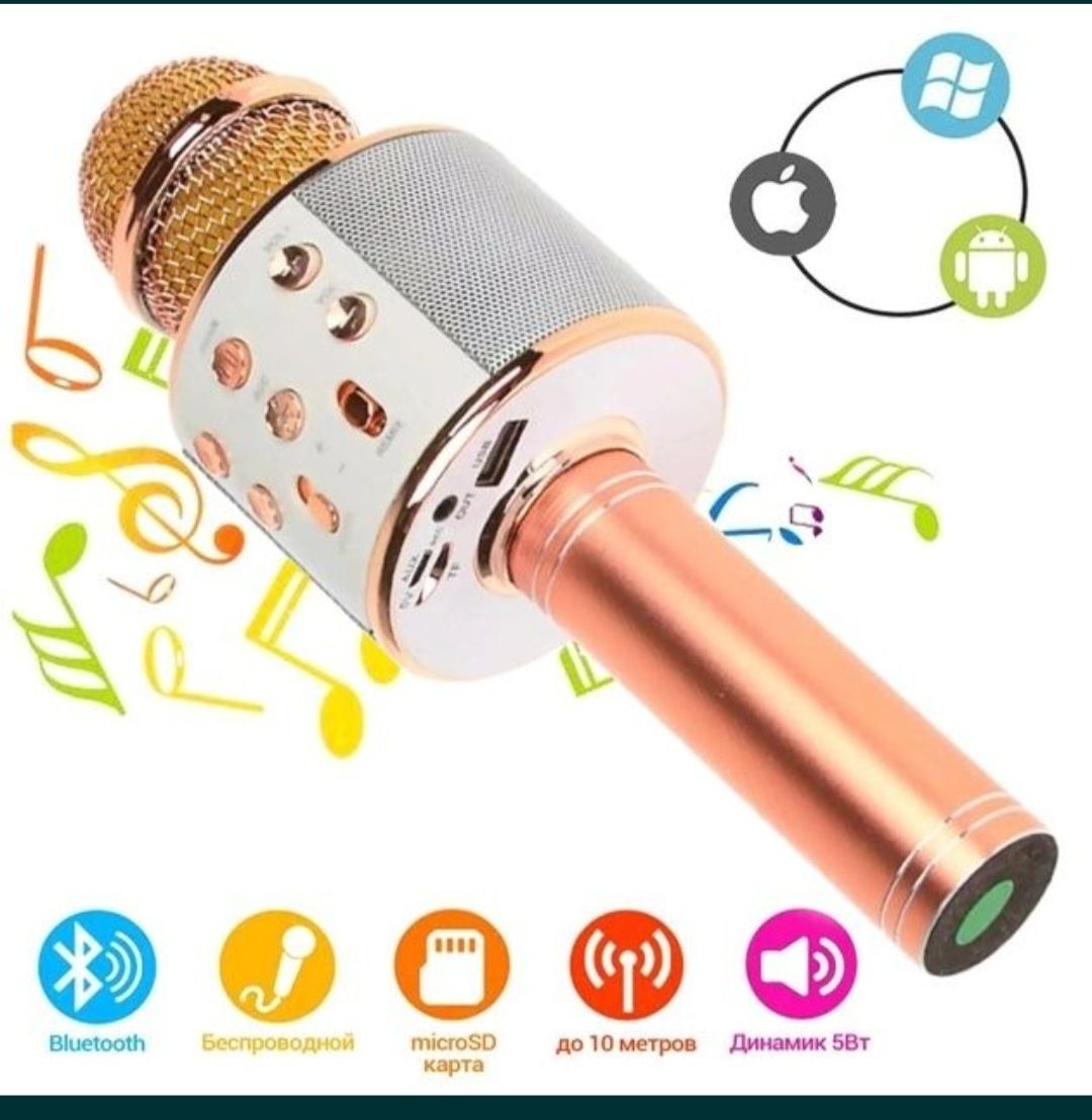 Микрофон детский с функцией караоке Wster WS858 Беспроводный Bluetooth