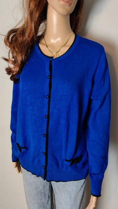 Kardigan sweter zapinany na guziki niebieski chabrowy XL 42 z wiskozy