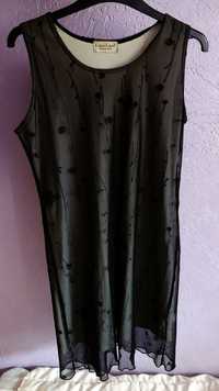 Sukienka/tunika czarna kwiaty tiul